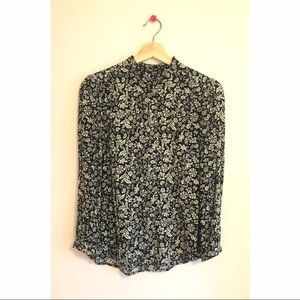 J. Crew black and cream floral blouse